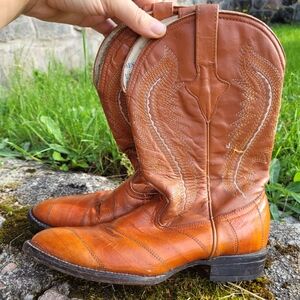 Genuine Eel Leather Cowboy Boots Size 7
